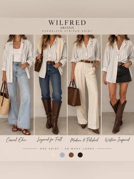 Wilfred Tops - Aritzia Wilfred Blue & White Striped Button-Down Shirt Jacket - Large